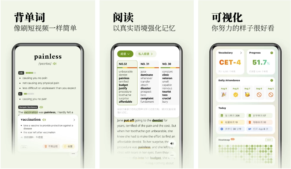 无痛单词 v2.8.1 刷单词记单词，多维数据生成契合你记忆，解锁VIP会员版